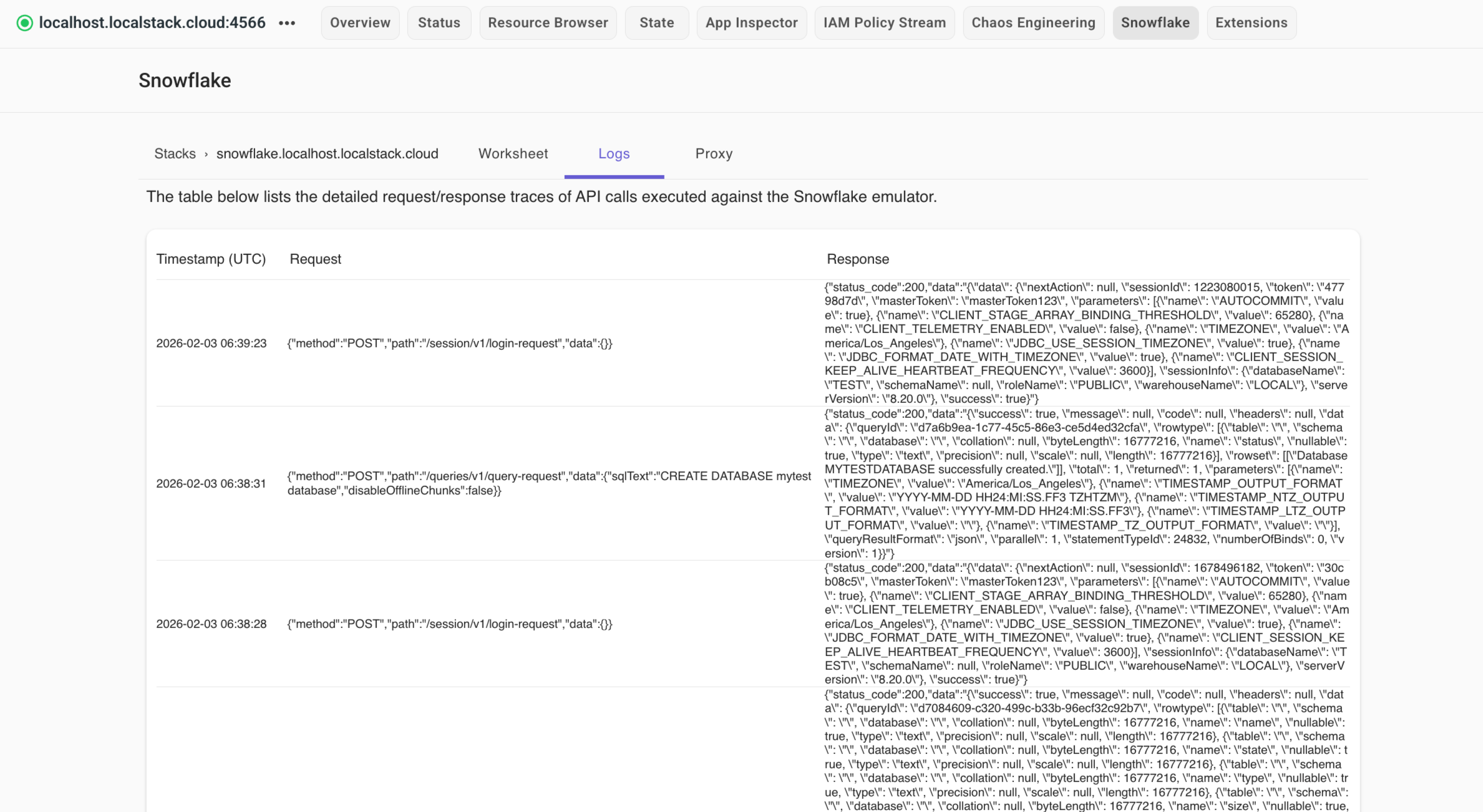 View request/response traces